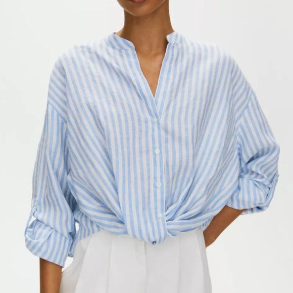 Adara Blouse Twist-front linen blouse The Group by Babaton - Picture 4 of 8